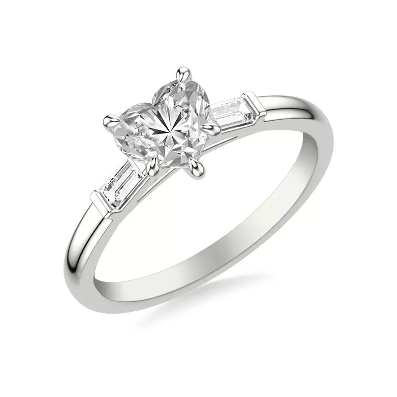Classic 3-Stone Engagement Heart Ring