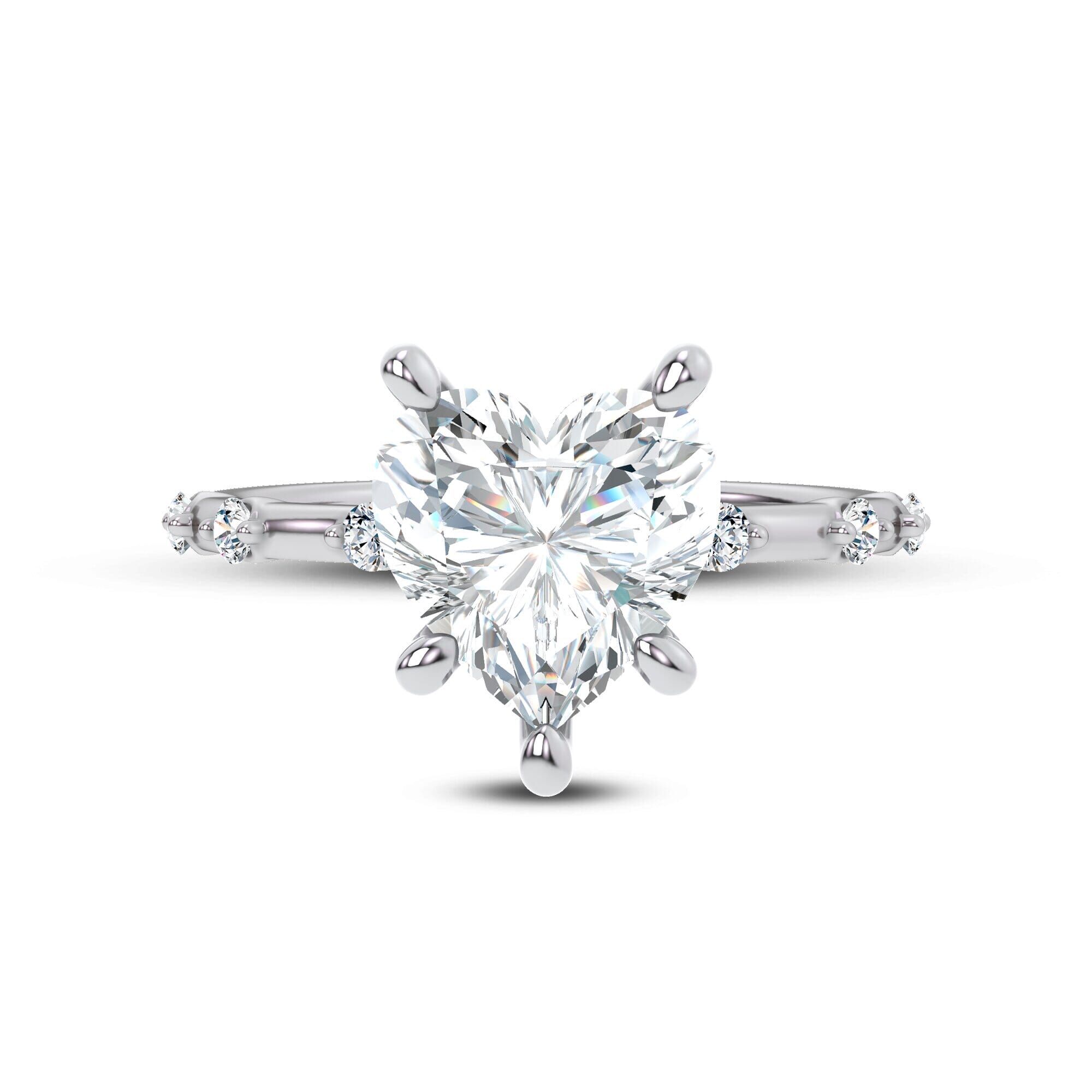 Starlight Spaced Diamond Engagement Heart Ring