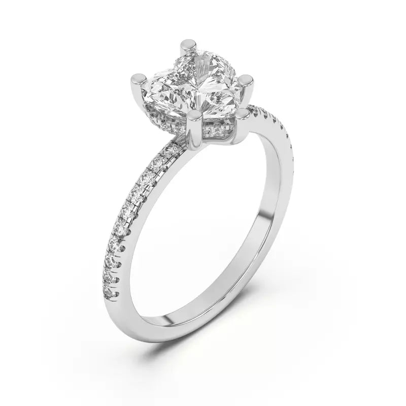 Classic Hidden Halo Pavé Heart Engagement Ring