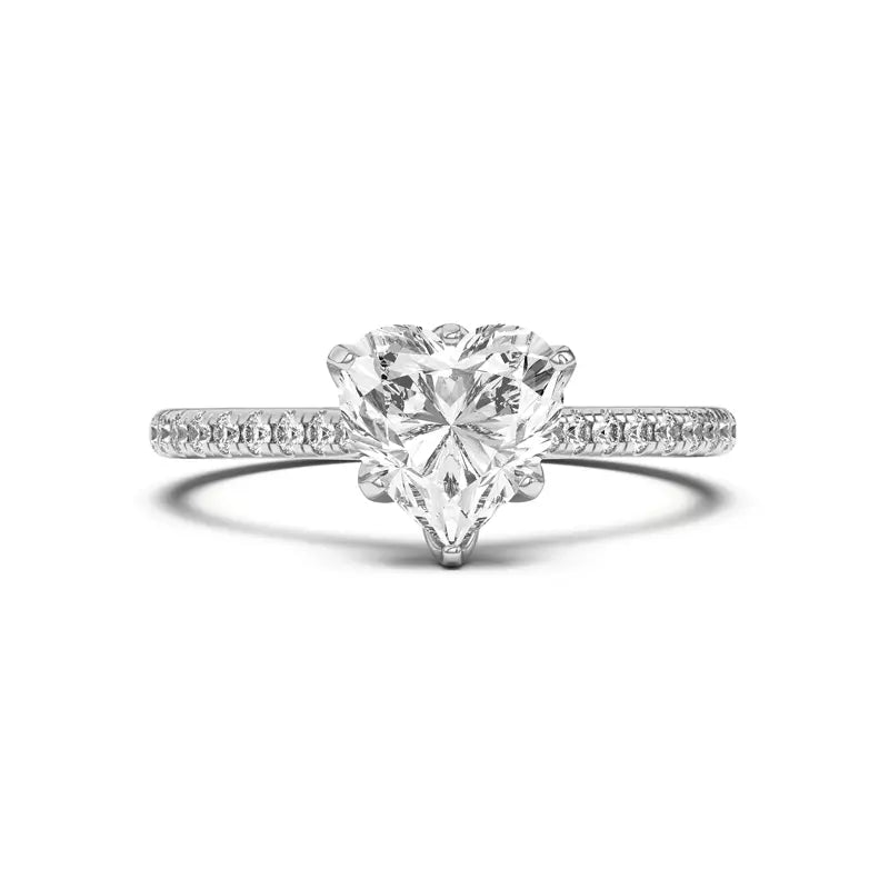 Tulip Inspired 6 Prong Heart Engagement Ring