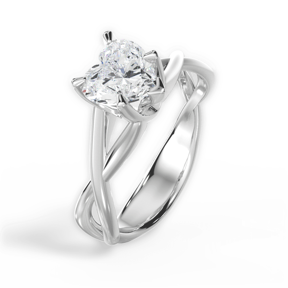 Heart Cut Open-Twist Solitaire Engagement Ring