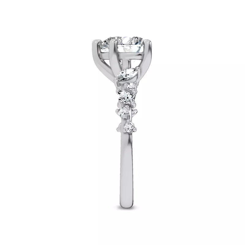 Scattered Diamond Heart Engagement Ring