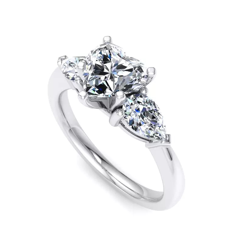 Three-Stone Lab Heart Engagement Ring