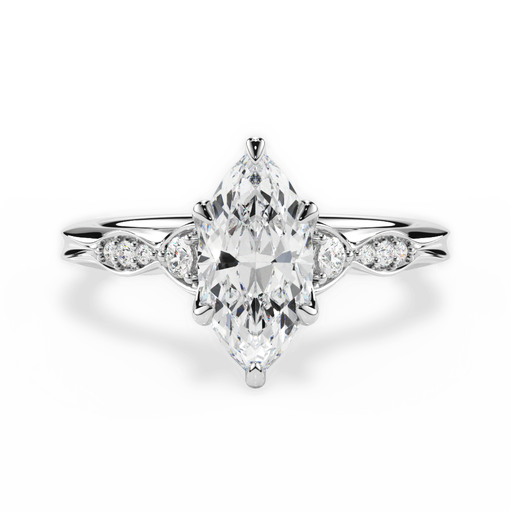 Marquise Cut Vintage Diamond Accent Engagement Ring