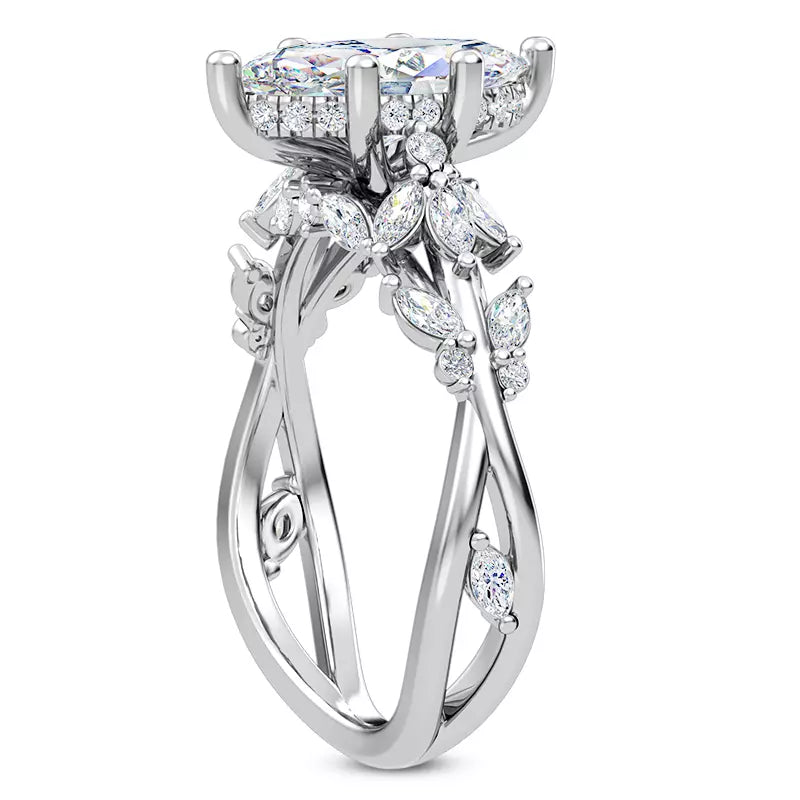 Butterfly And Bee Vine Twist Marquise Engagement Ring