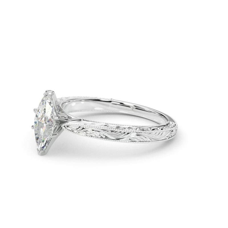 Vintage-Inspired Solitaire Engagement Marquise Ring