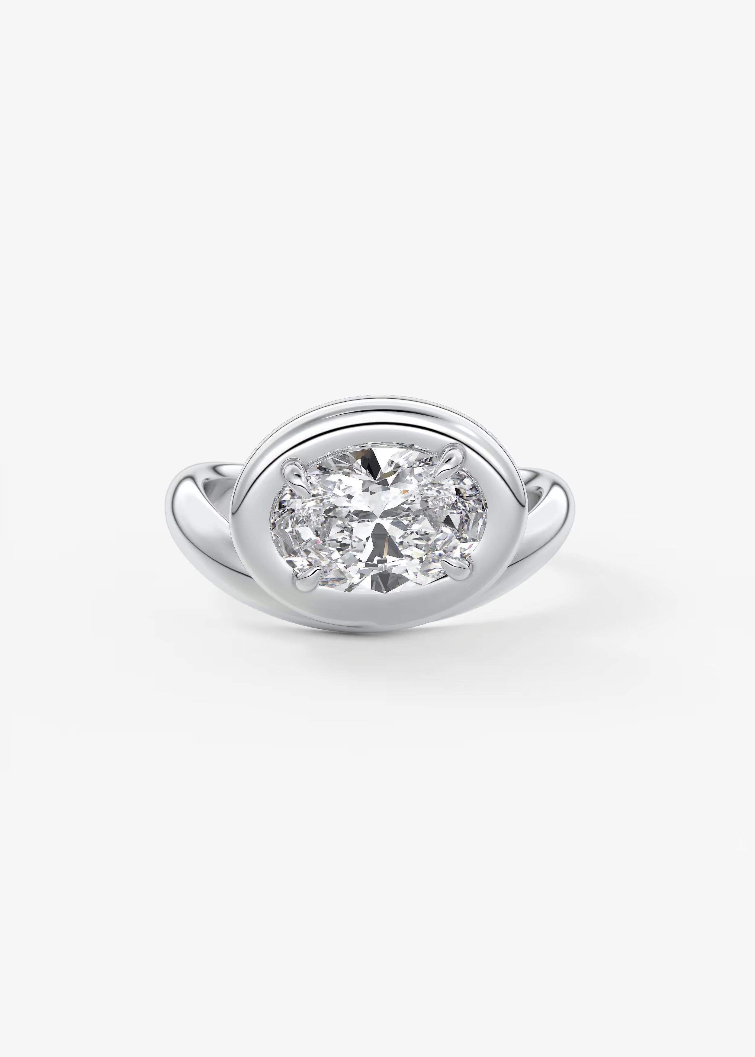 Chunky Oval Cut Collet Engagement Ring