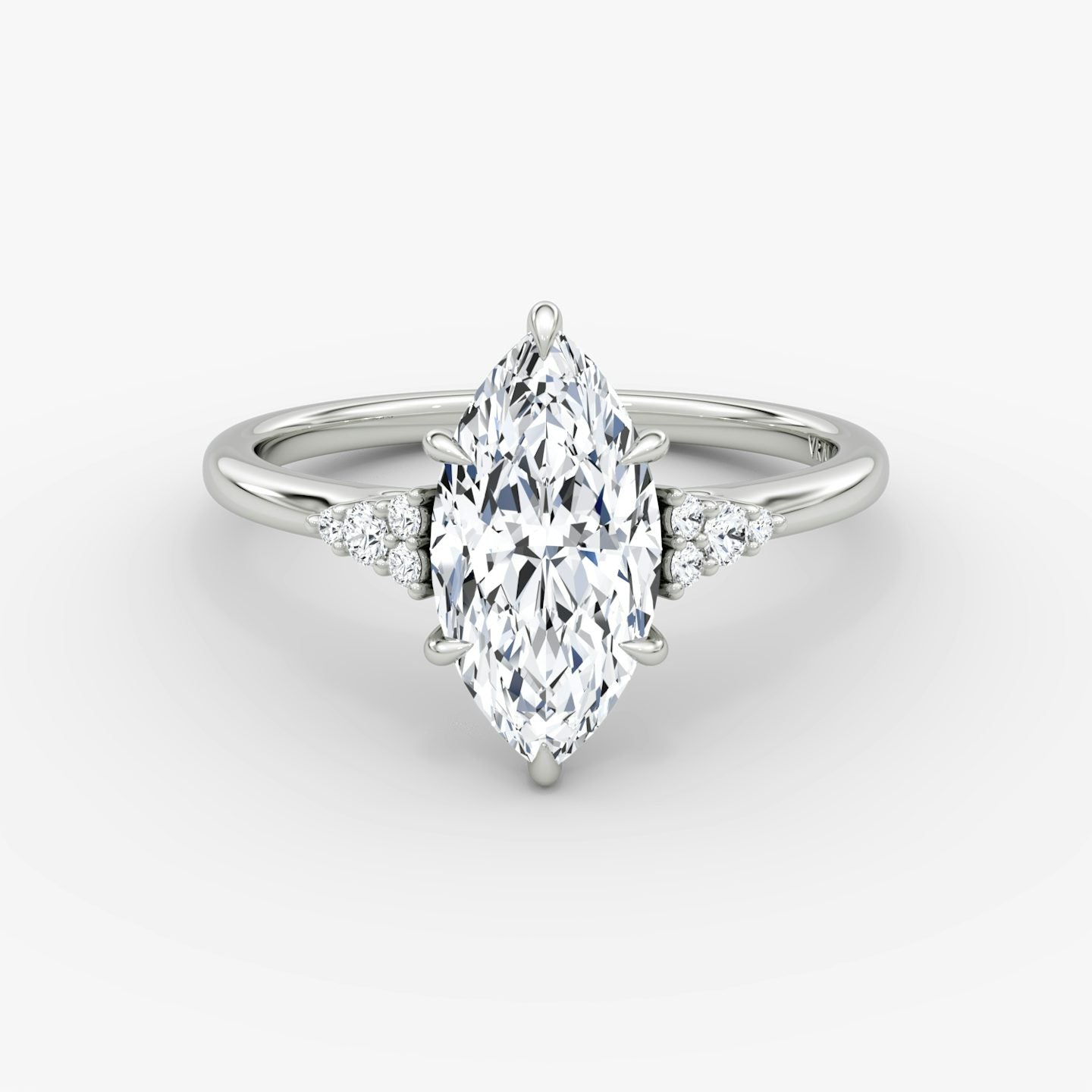 The Side Cluster Cathedral Marquise Engagement Ring