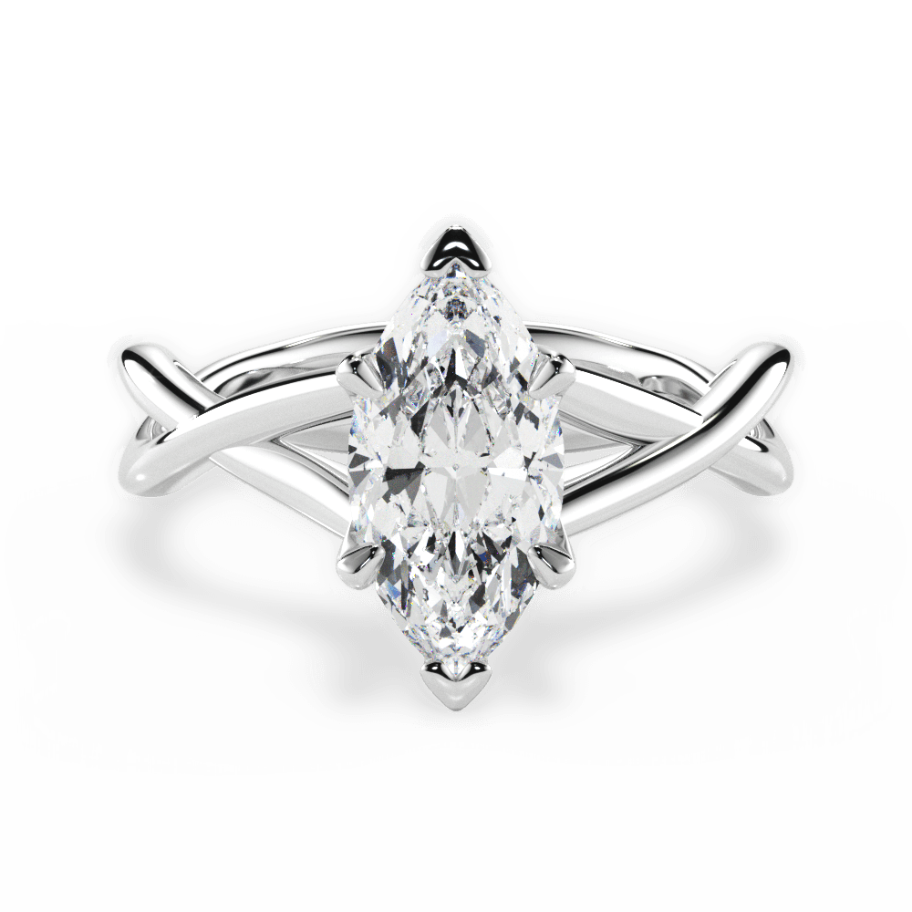 Marquise Cut Open-Twist Solitaire Engagement Ring