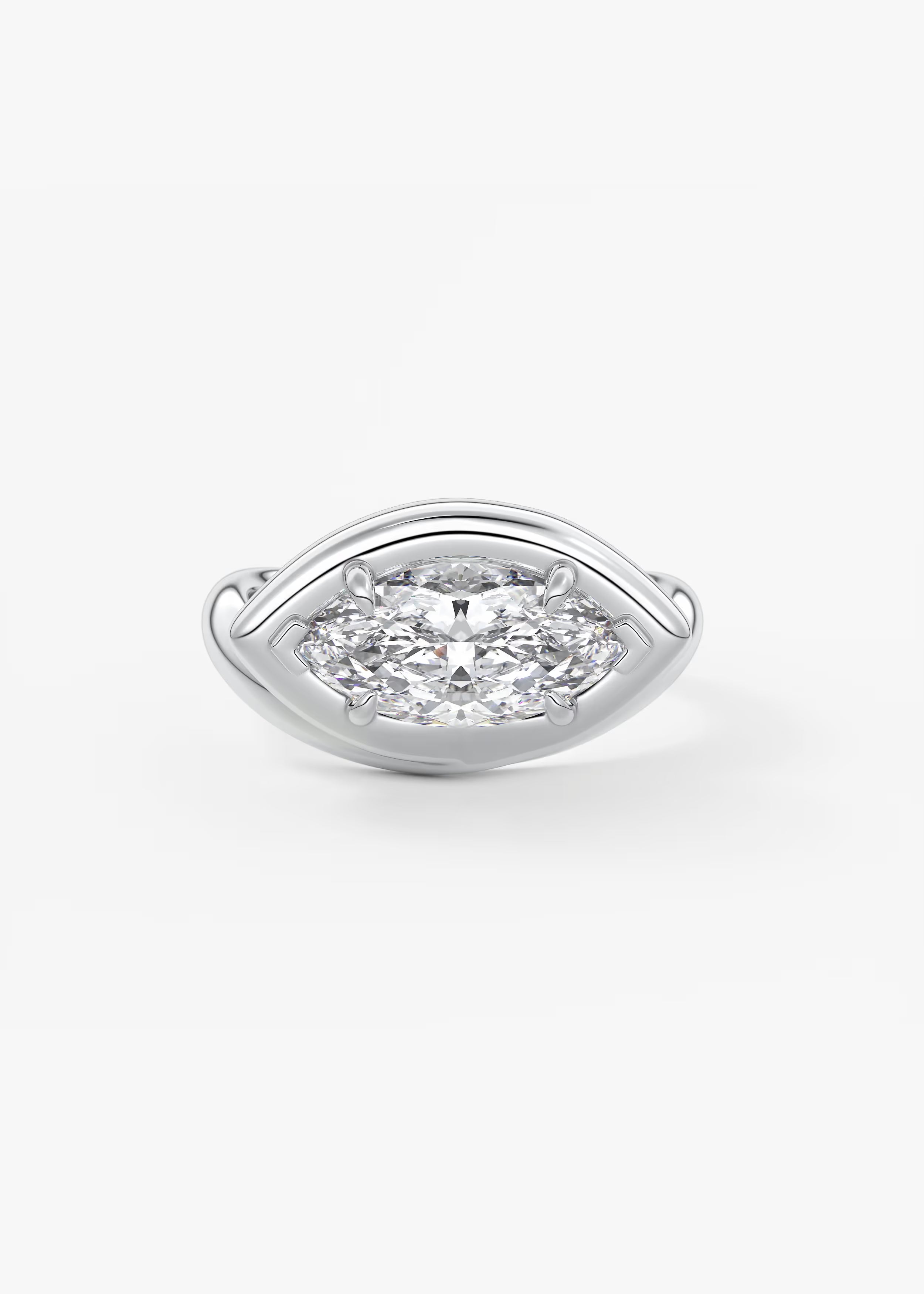 Chunky Marquise Cut Collet Engagement Ring