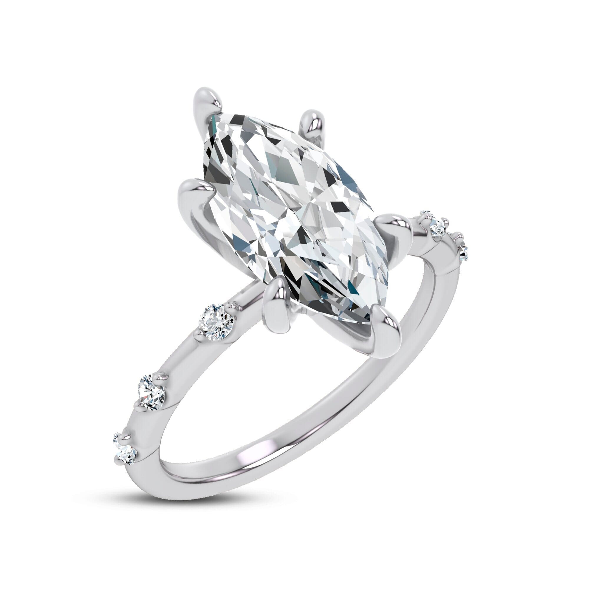 Starlight Spaced Diamond Engagement Marquise Ring