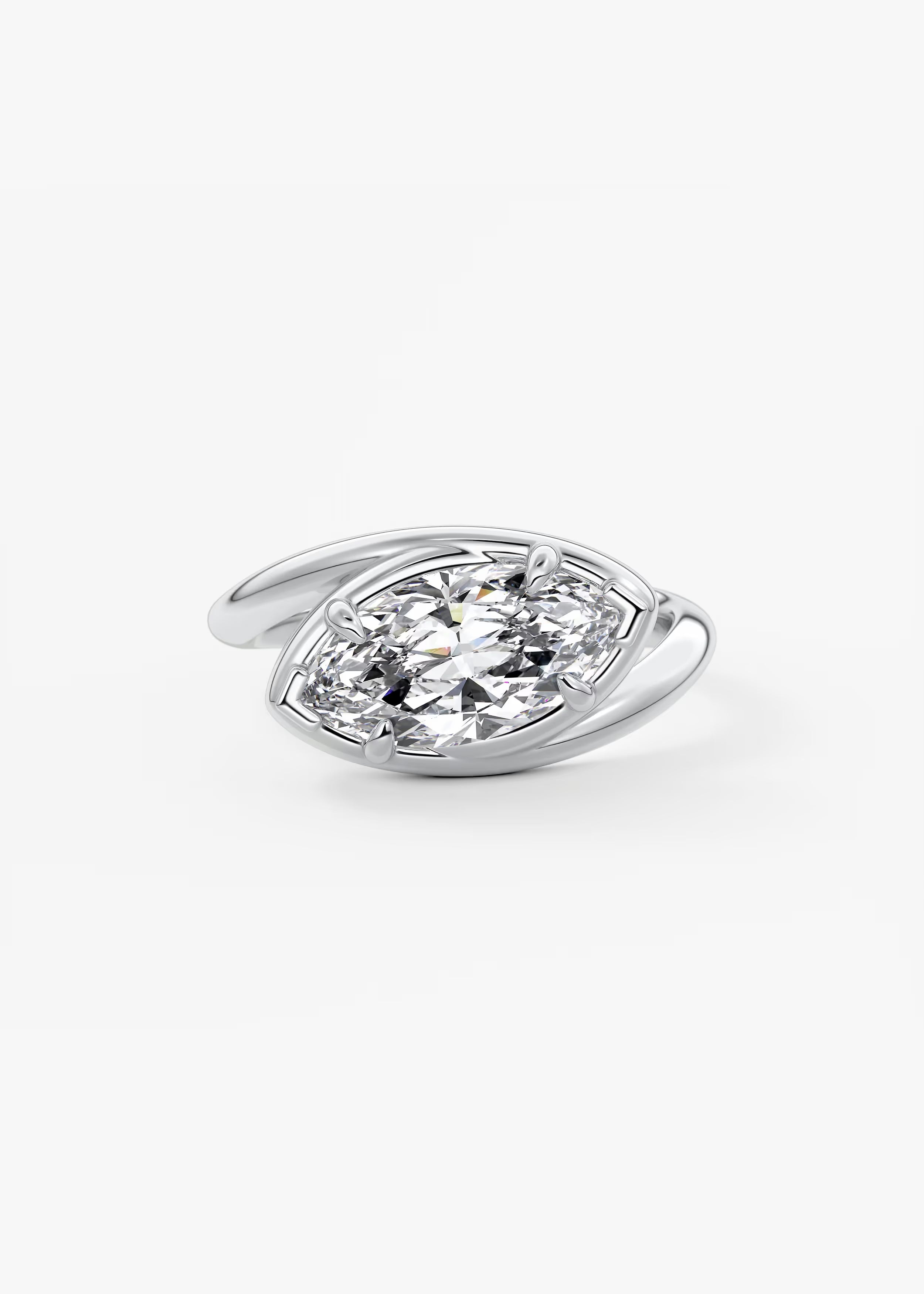 Sculptural Marquise Bypass Engagement Ring