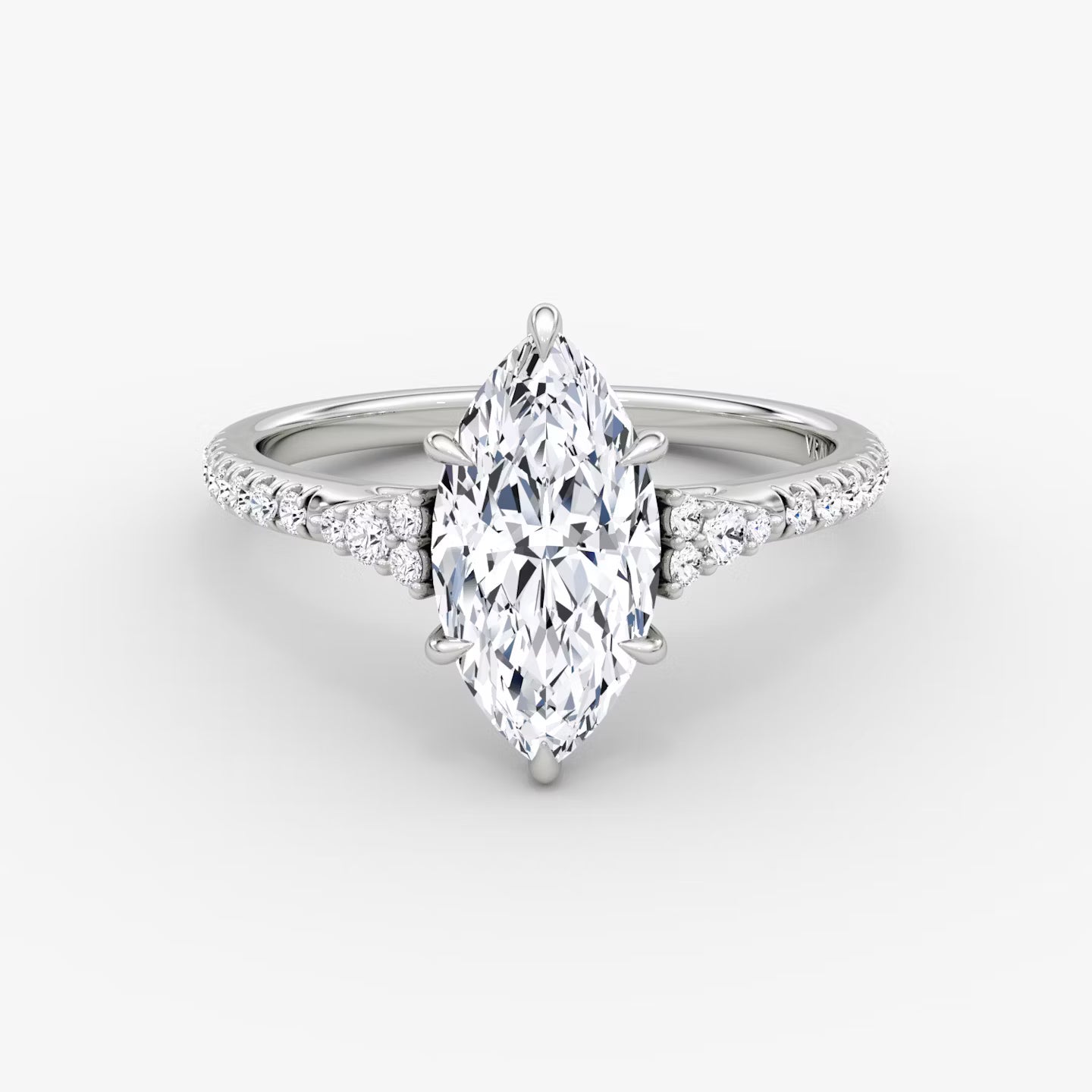 The Side Cluster Cathedral Marquise Engagement Ring