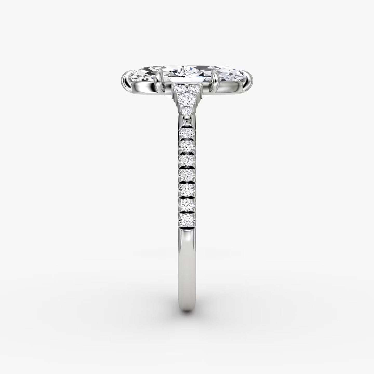 The Side Cluster Cathedral Marquise Engagement Ring