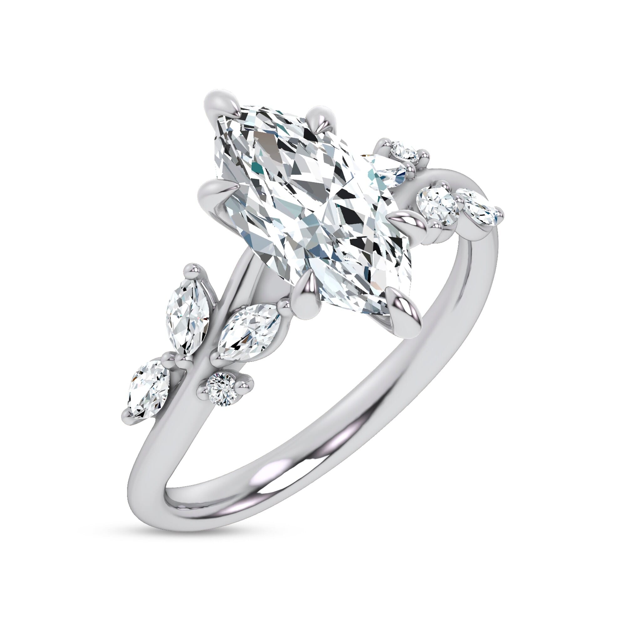 Nature-Inspired Engagement Marquise Ring