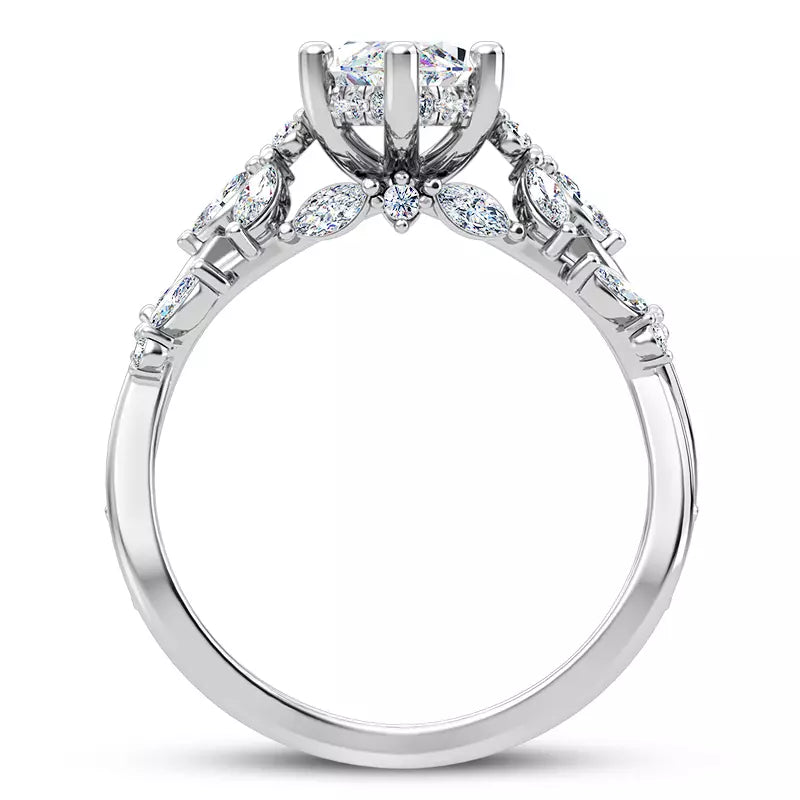 Butterfly And Bee Vine Twist Marquise Engagement Ring