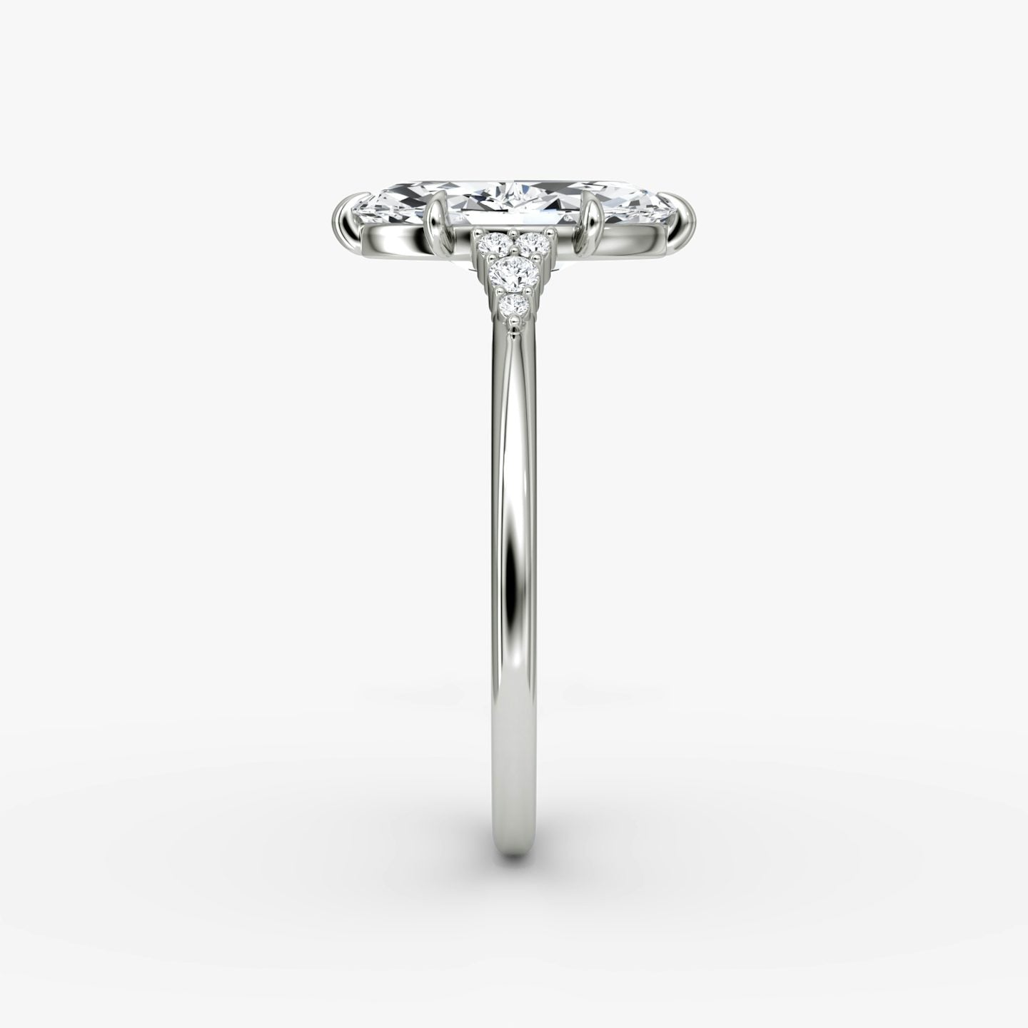 The Side Cluster Cathedral Marquise Engagement Ring