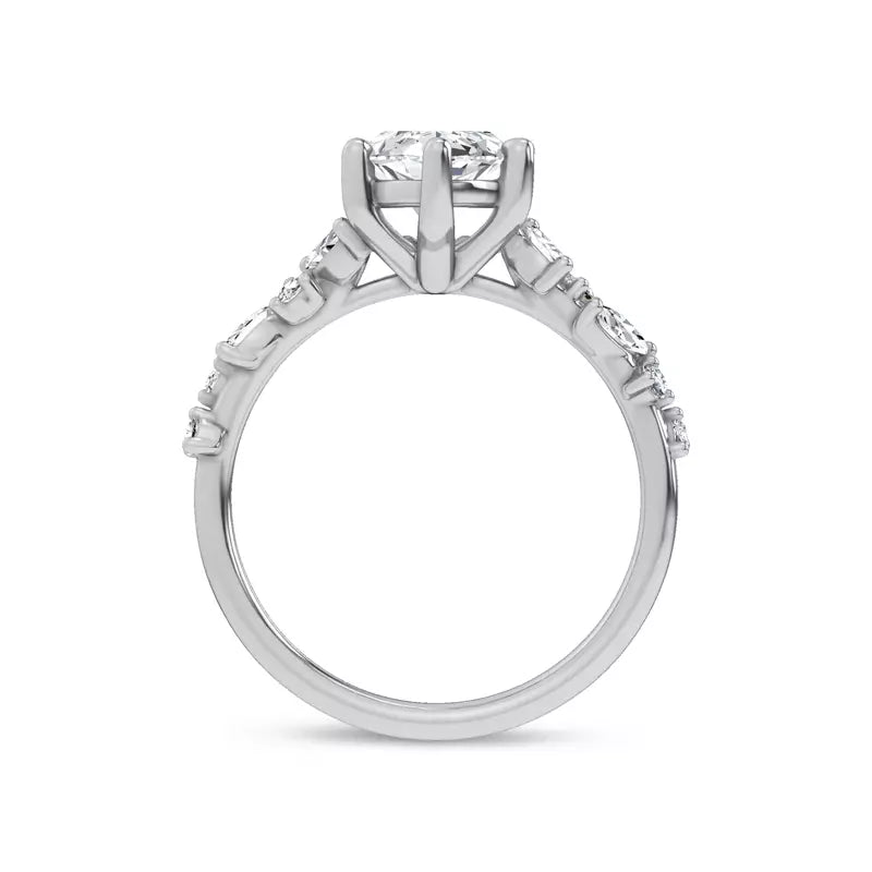 Scattered Diamond Marquise Engagement Ring