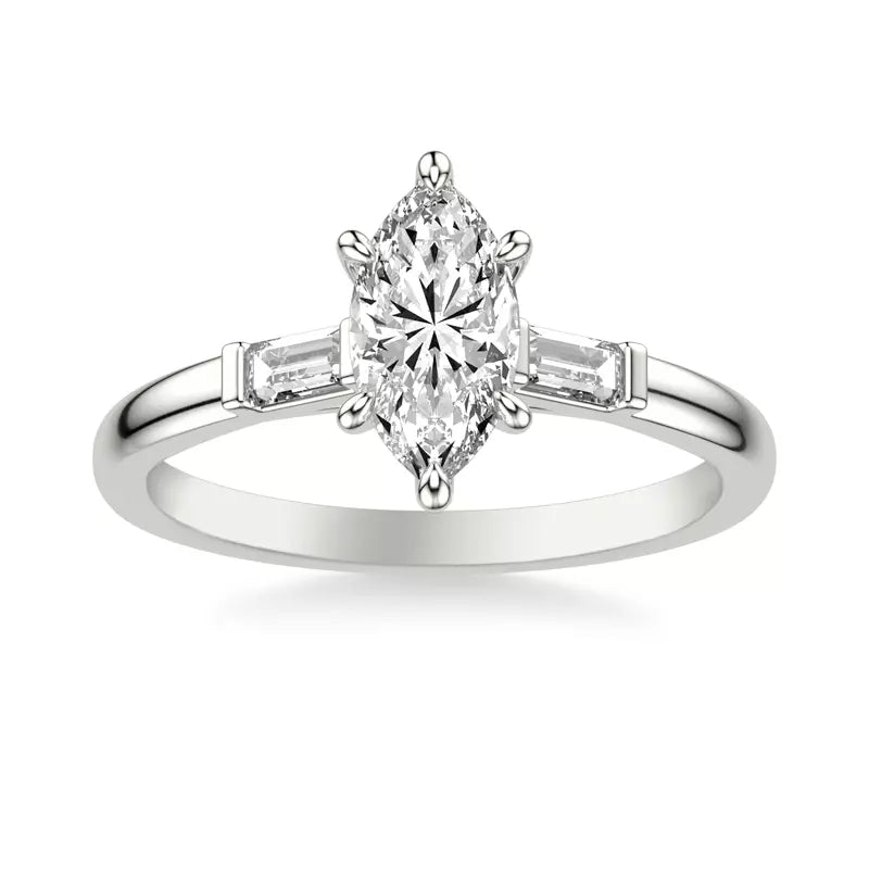 Classic 3-Stone Engagement Marquise Ring