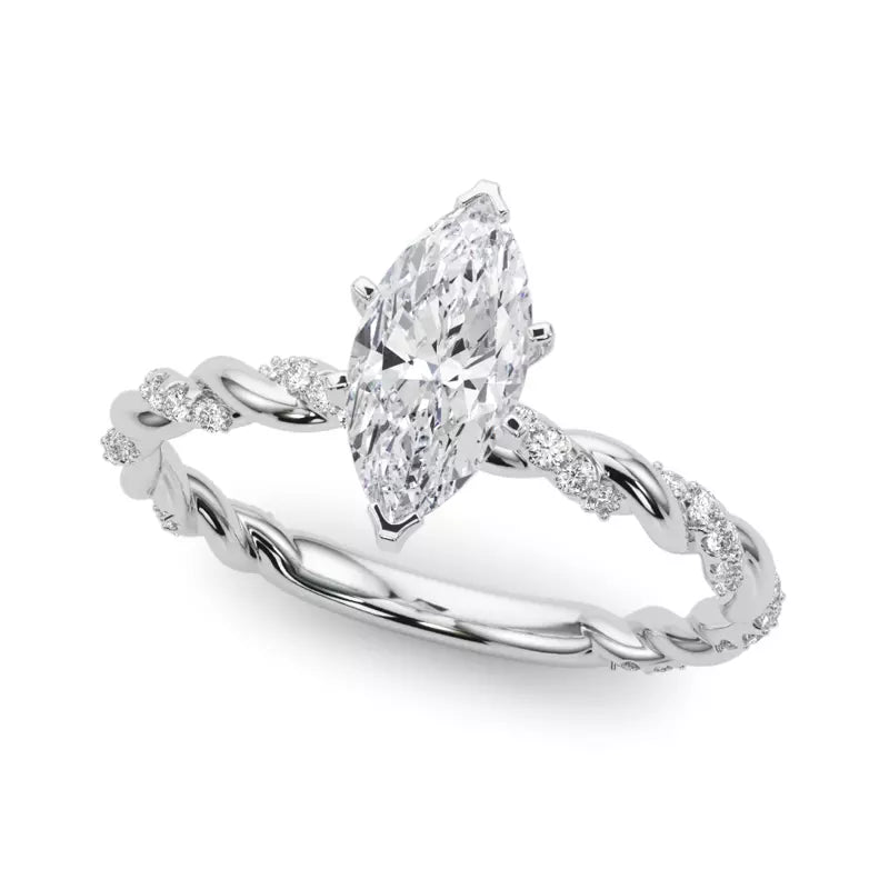 lab Diamond Marquise Twist Engagement Ring