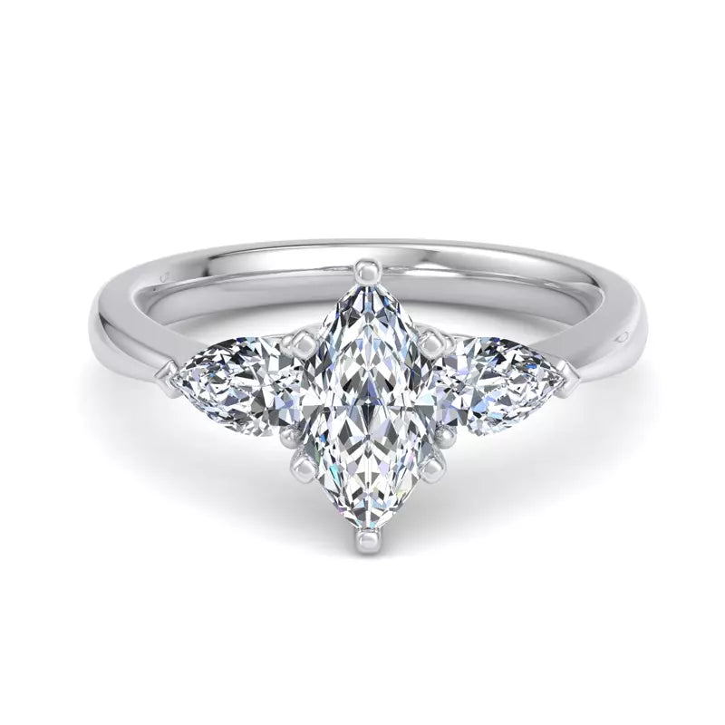 Three-Stone Lab Marquise Engagement Ring