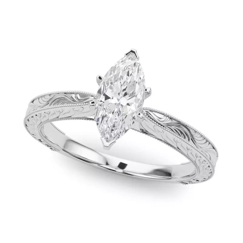 Vintage-Inspired Solitaire Engagement Marquise Ring