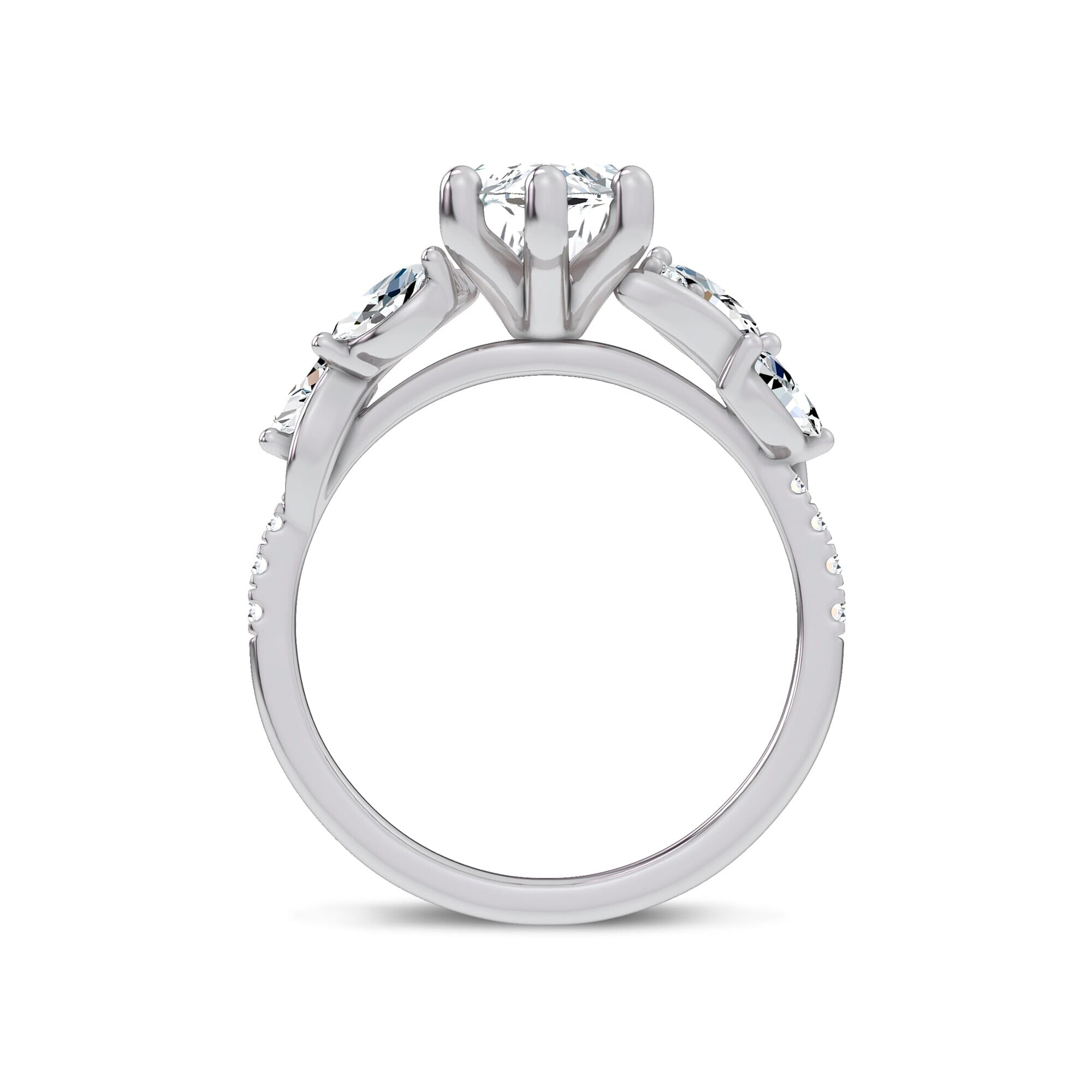 Curved Vine Diamond Marquise Engagement Ring