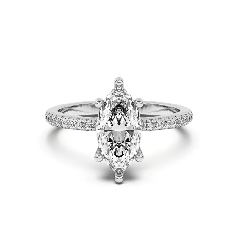 Classic Hidden Halo Pavé Marquise Engagement Ring