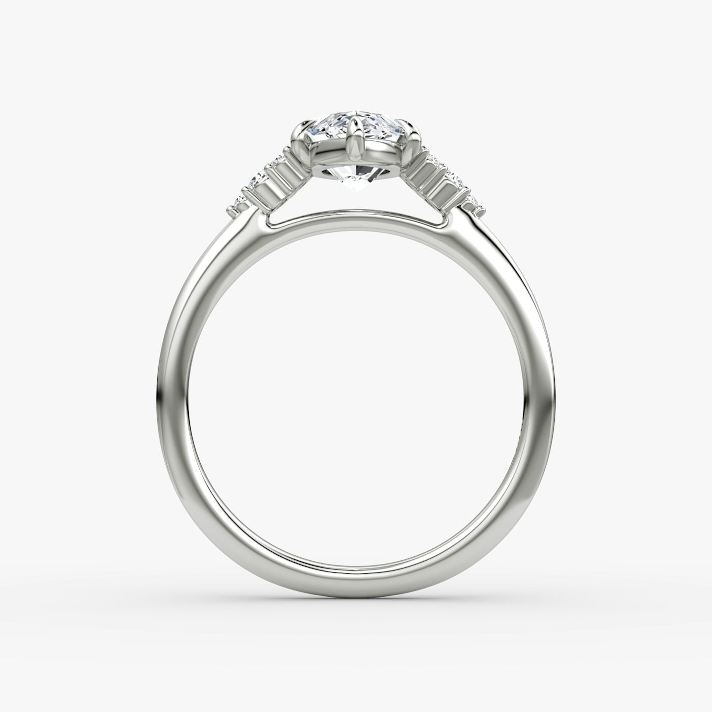 The Side Cluster Cathedral Marquise Engagement Ring