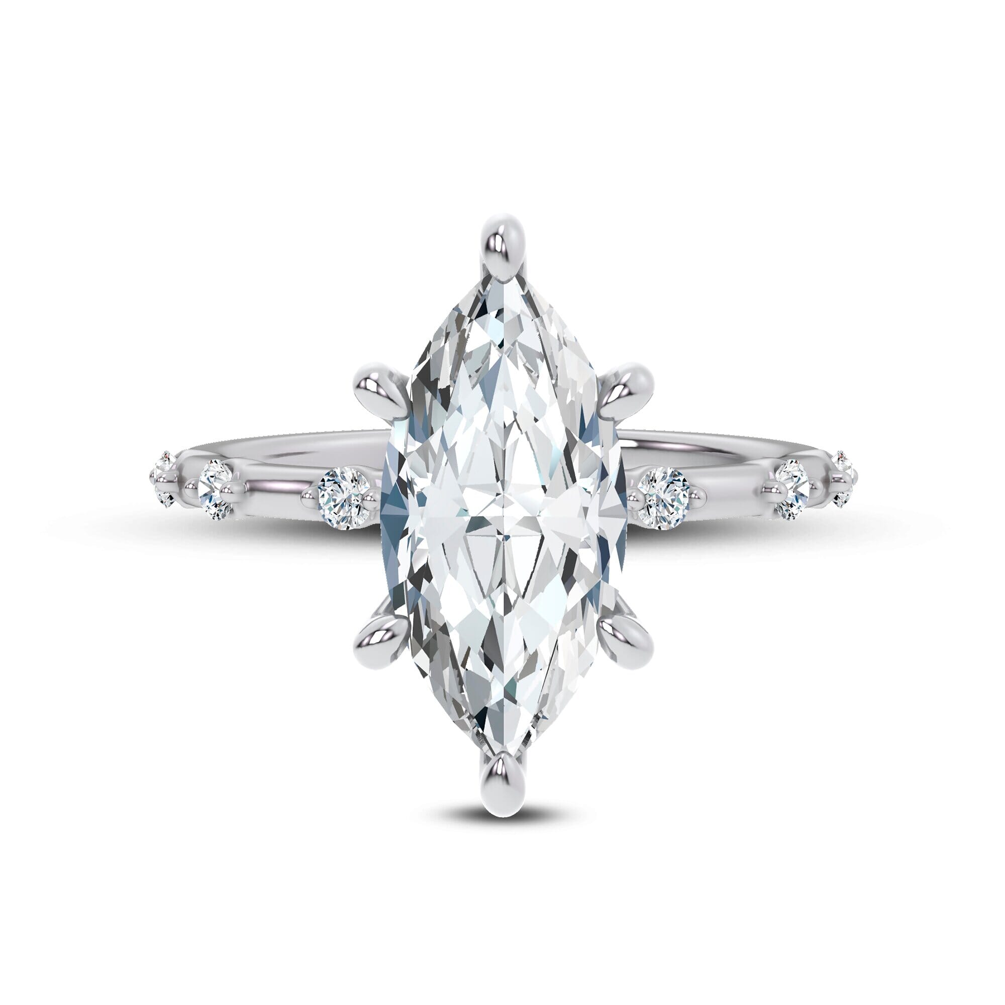 Starlight Spaced Diamond Engagement Marquise Ring