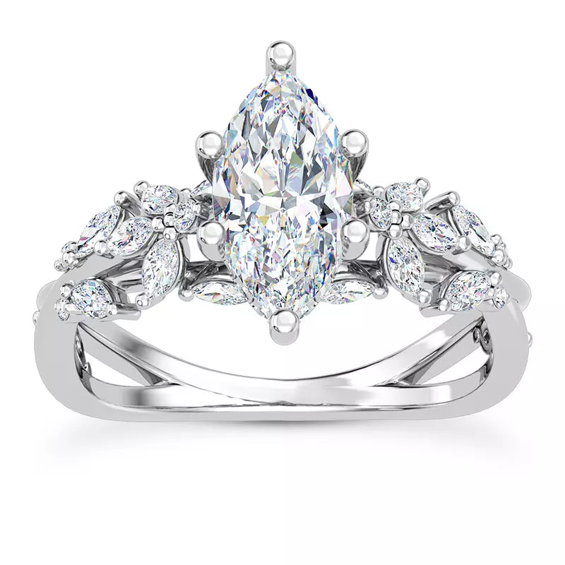 Butterfly And Bee Vine Twist Marquise Engagement Ring