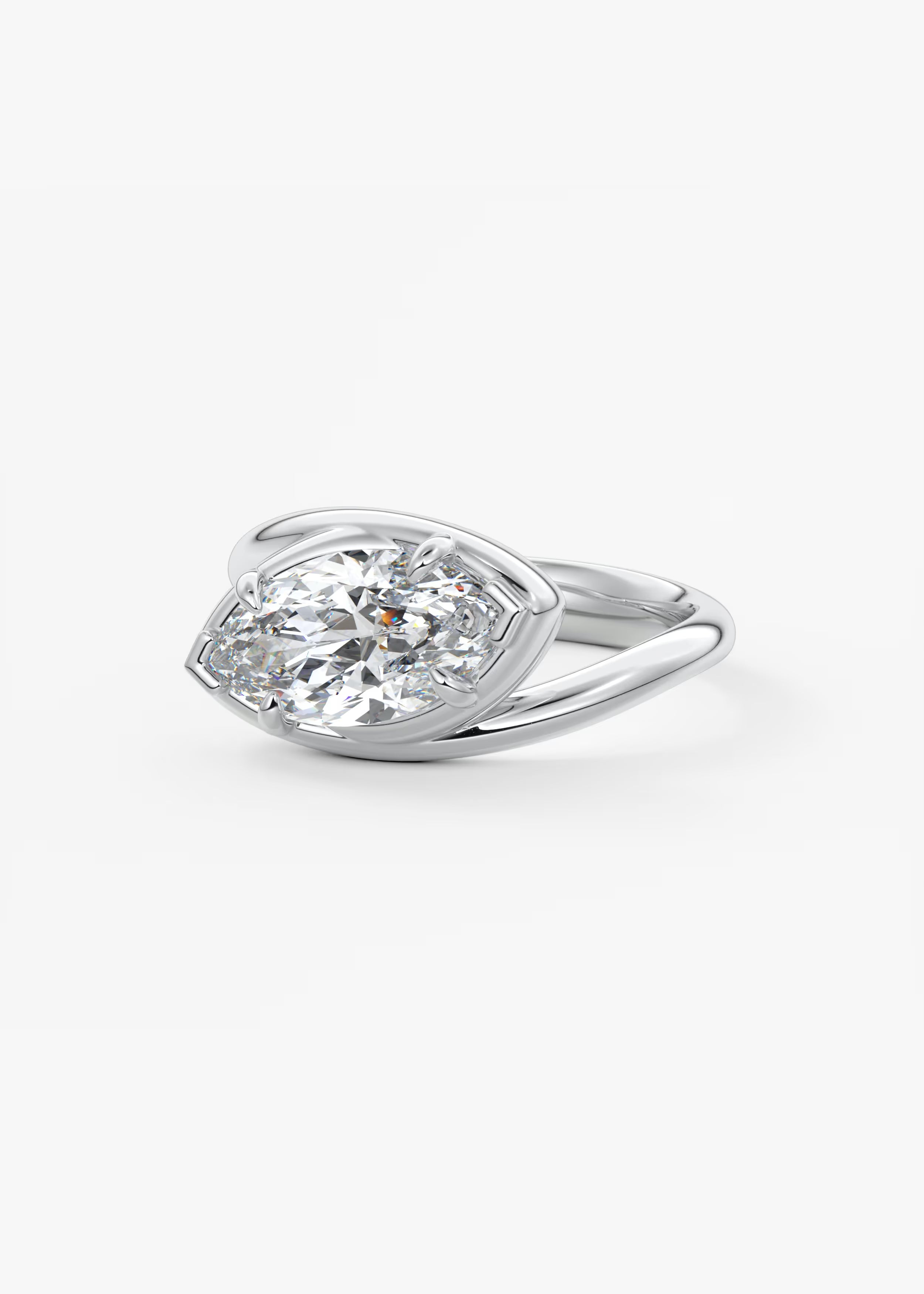 Sculptural Marquise Bypass Engagement Ring