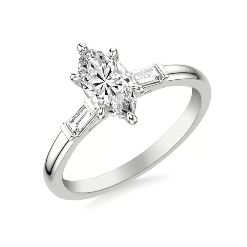 Classic 3-Stone Engagement Marquise Ring