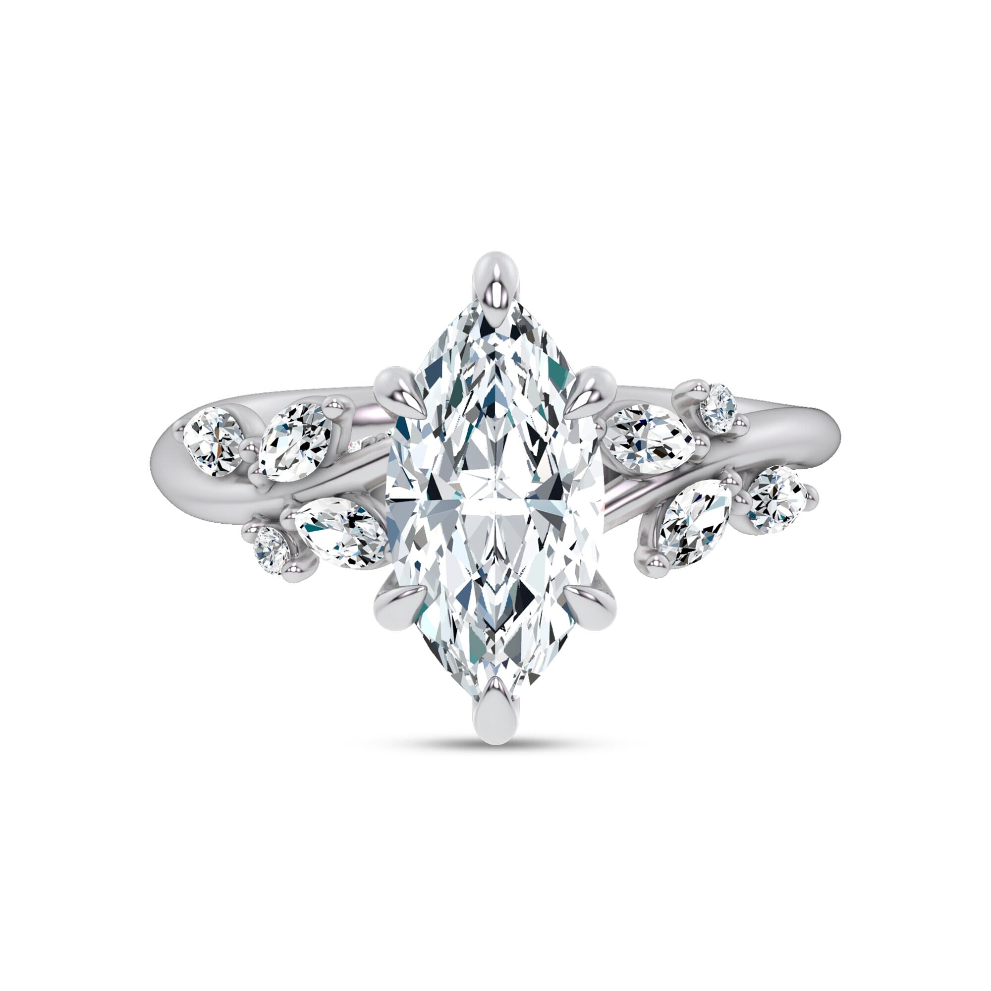 Nature-Inspired Engagement Marquise Ring