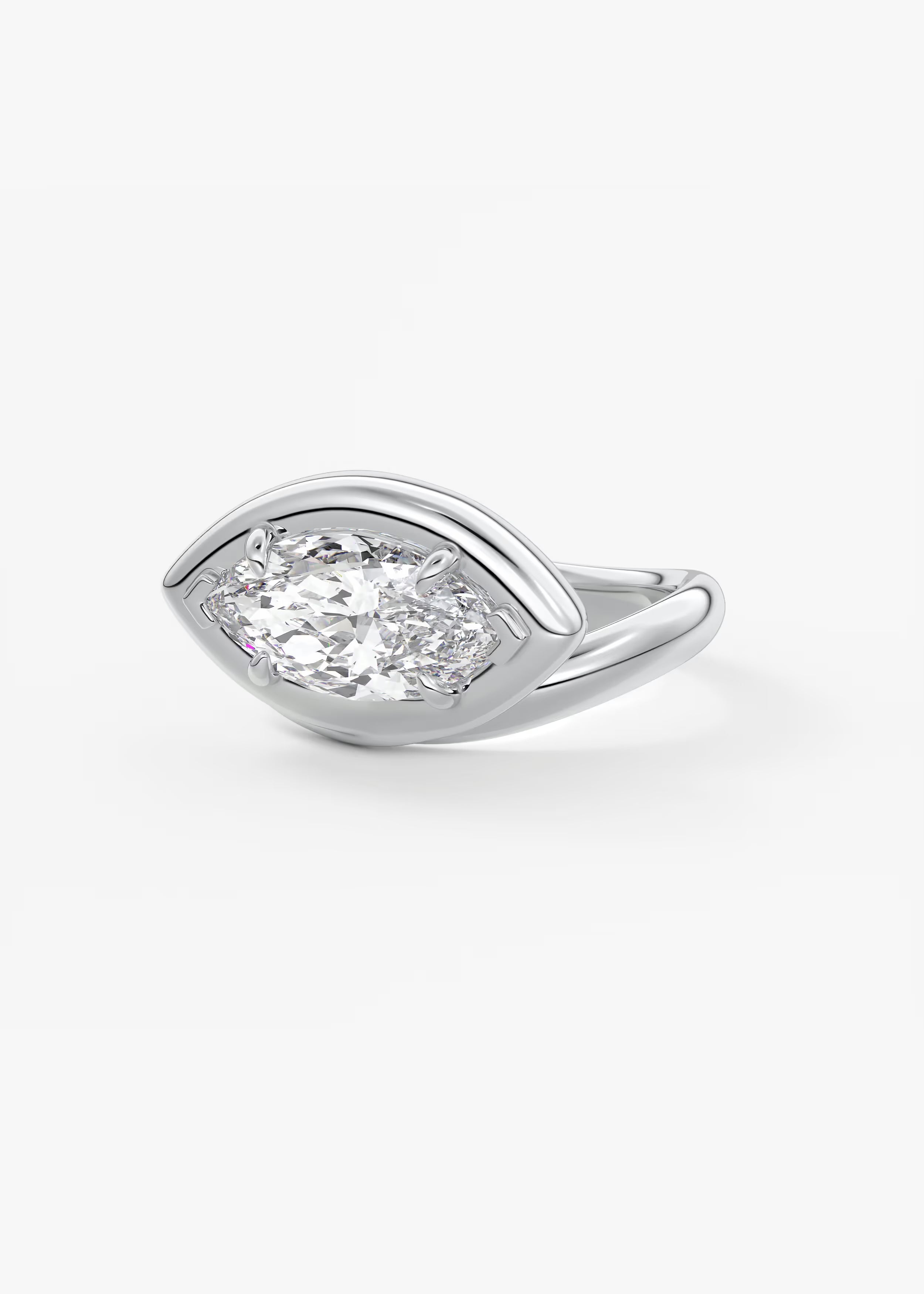 Chunky Marquise Cut Collet Engagement Ring