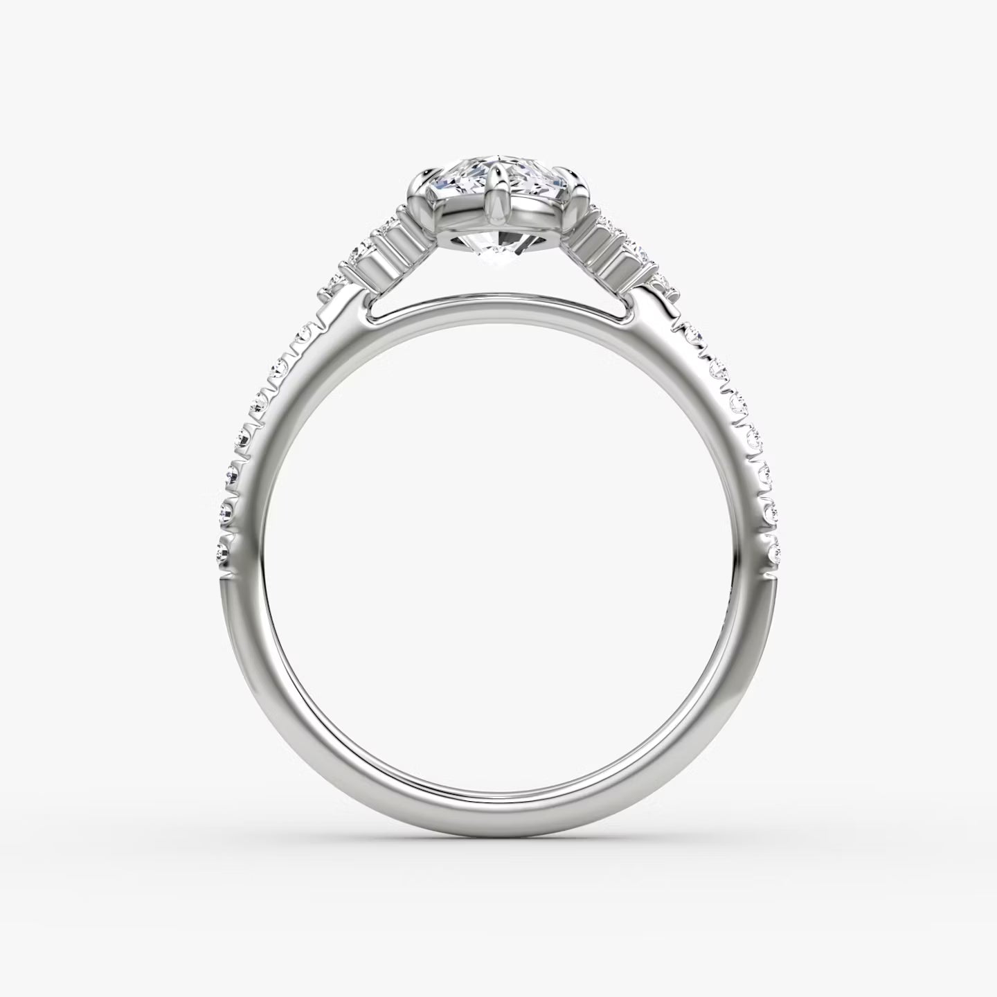 The Side Cluster Cathedral Marquise Engagement Ring