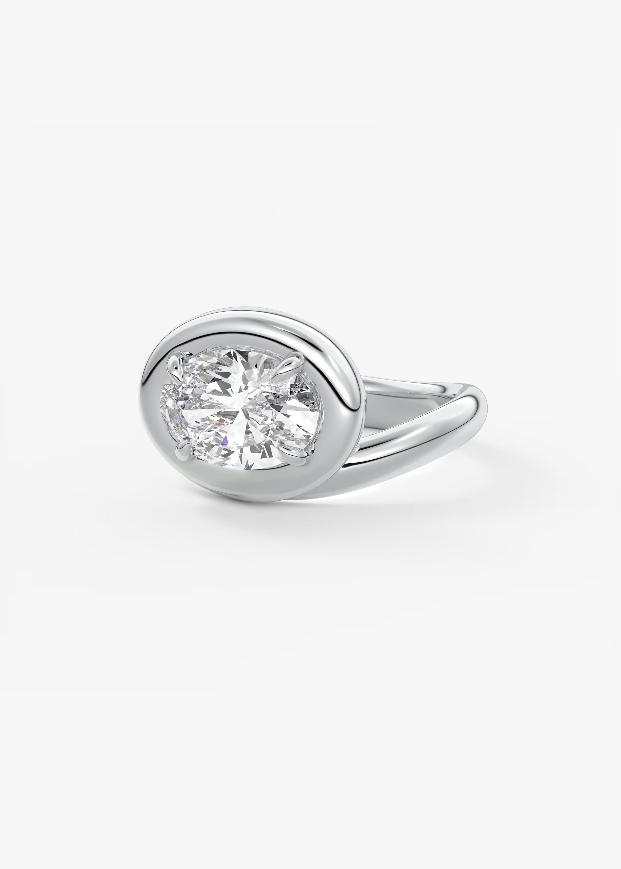 Chunky Oval Cut Collet Engagement Ring
