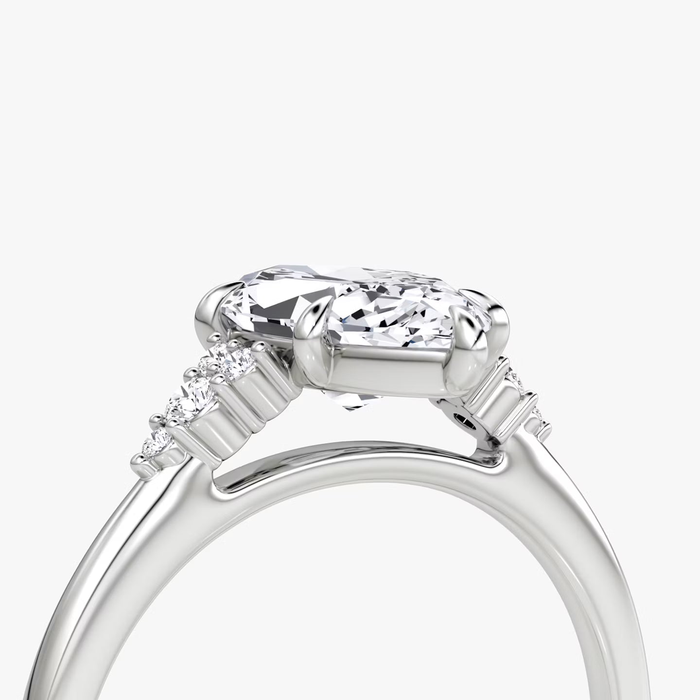 The Side Cluster Cathedral Marquise Engagement Ring