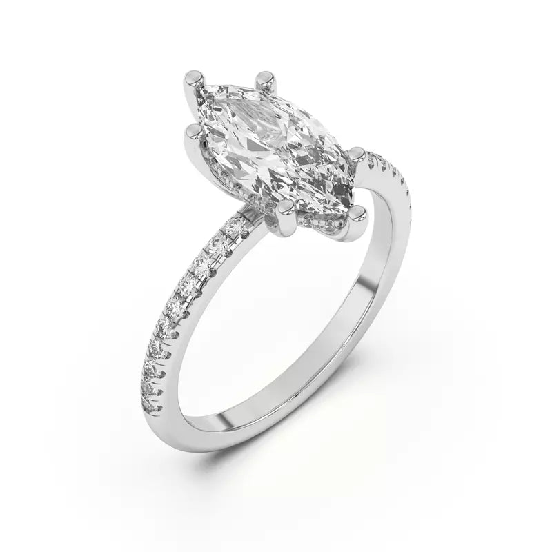 Classic Hidden Halo Pavé Marquise Engagement Ring
