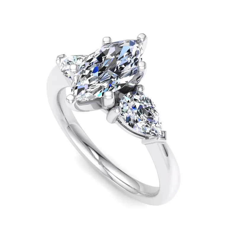 Three-Stone Lab Marquise Engagement Ring