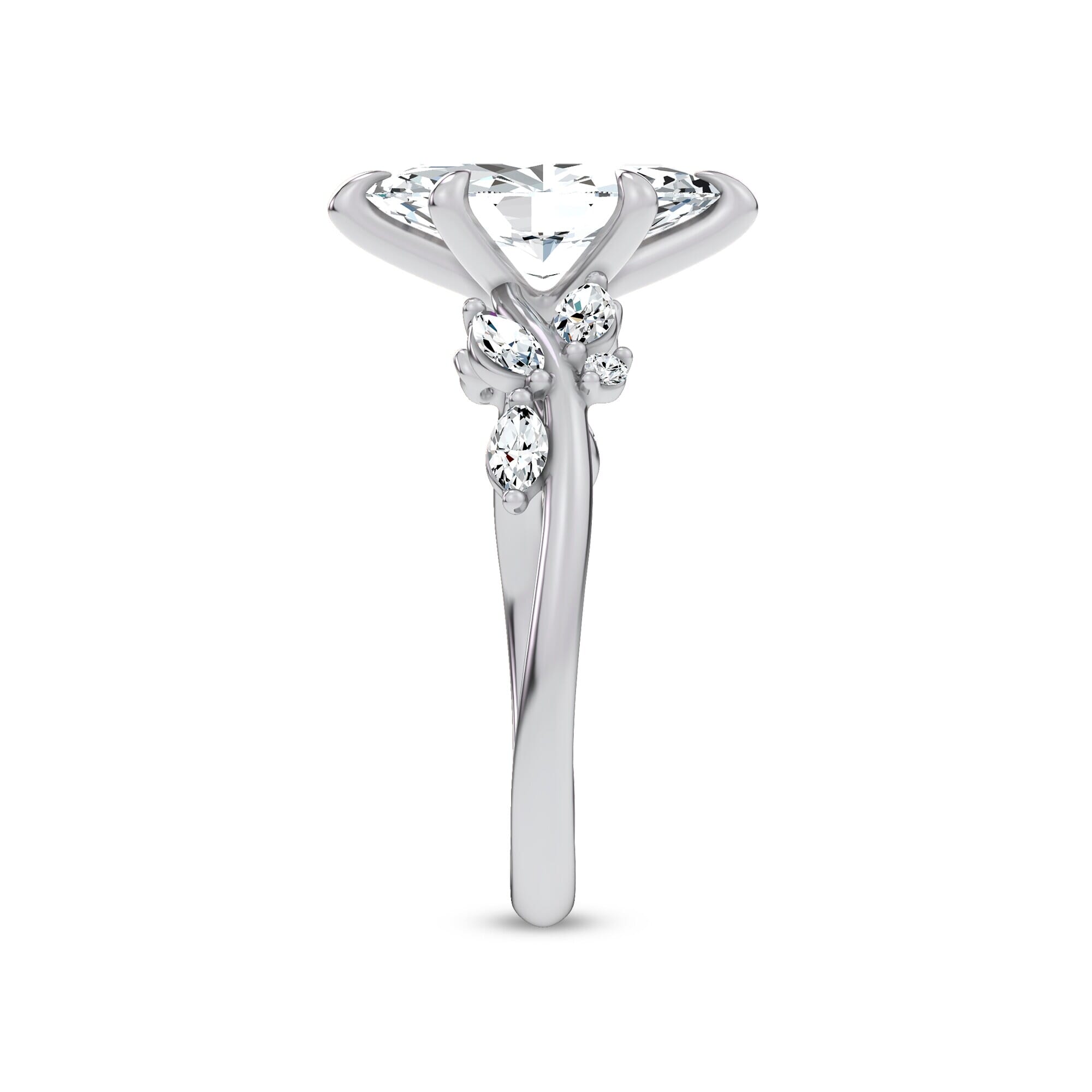 Nature-Inspired Engagement Marquise Ring