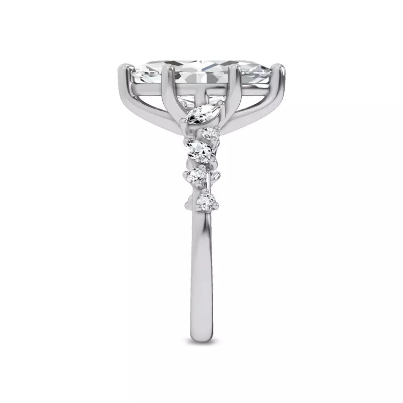Scattered Diamond Marquise Engagement Ring