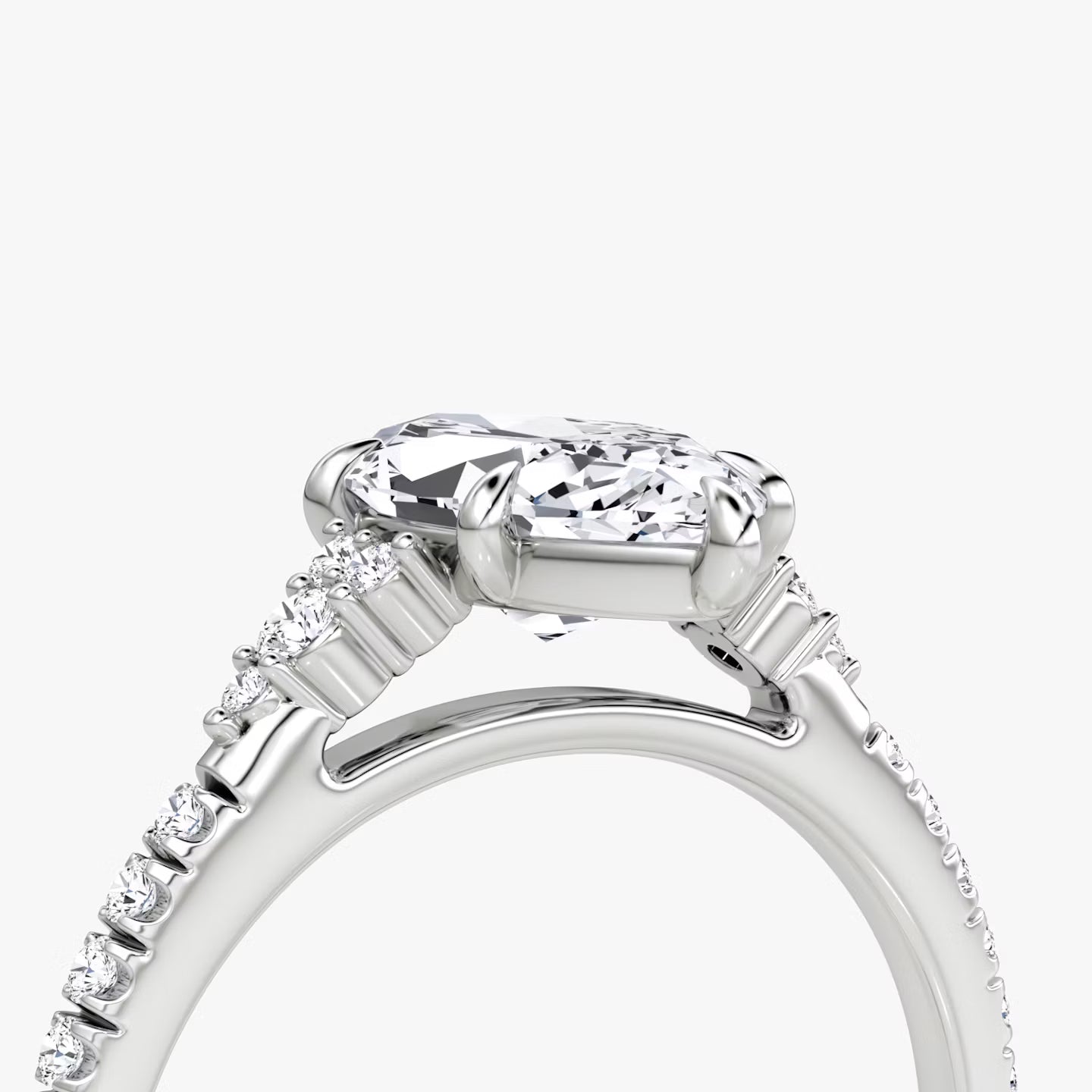 The Side Cluster Cathedral Marquise Engagement Ring