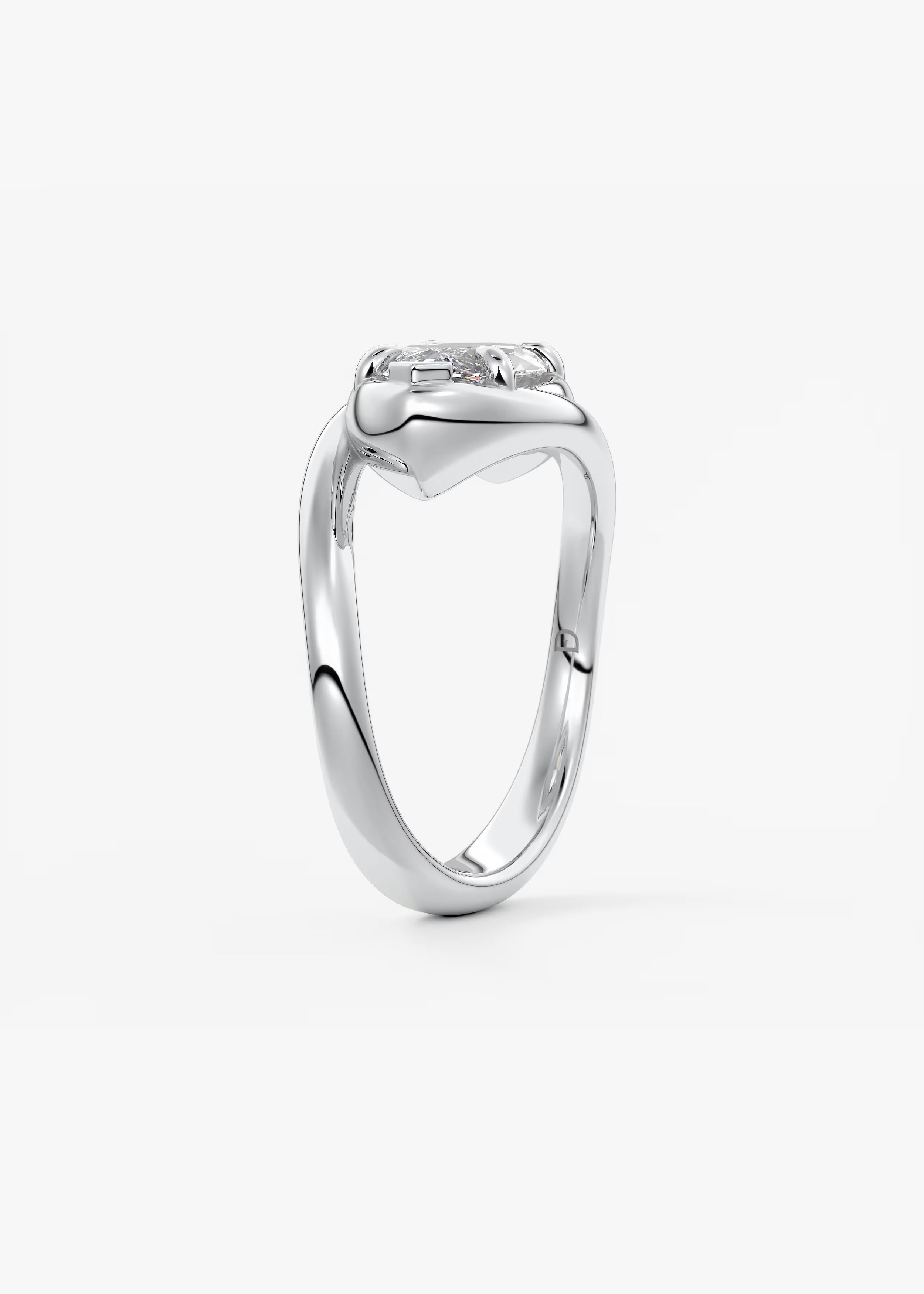 Sculptural Marquise Bypass Engagement Ring