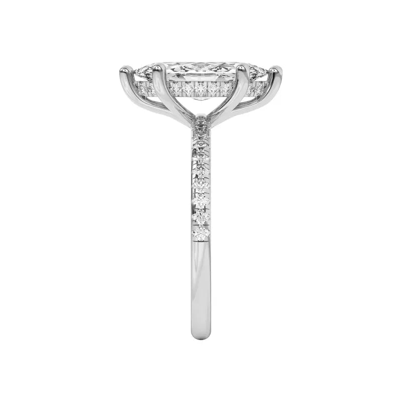 Classic Hidden Halo Pavé Marquise Engagement Ring