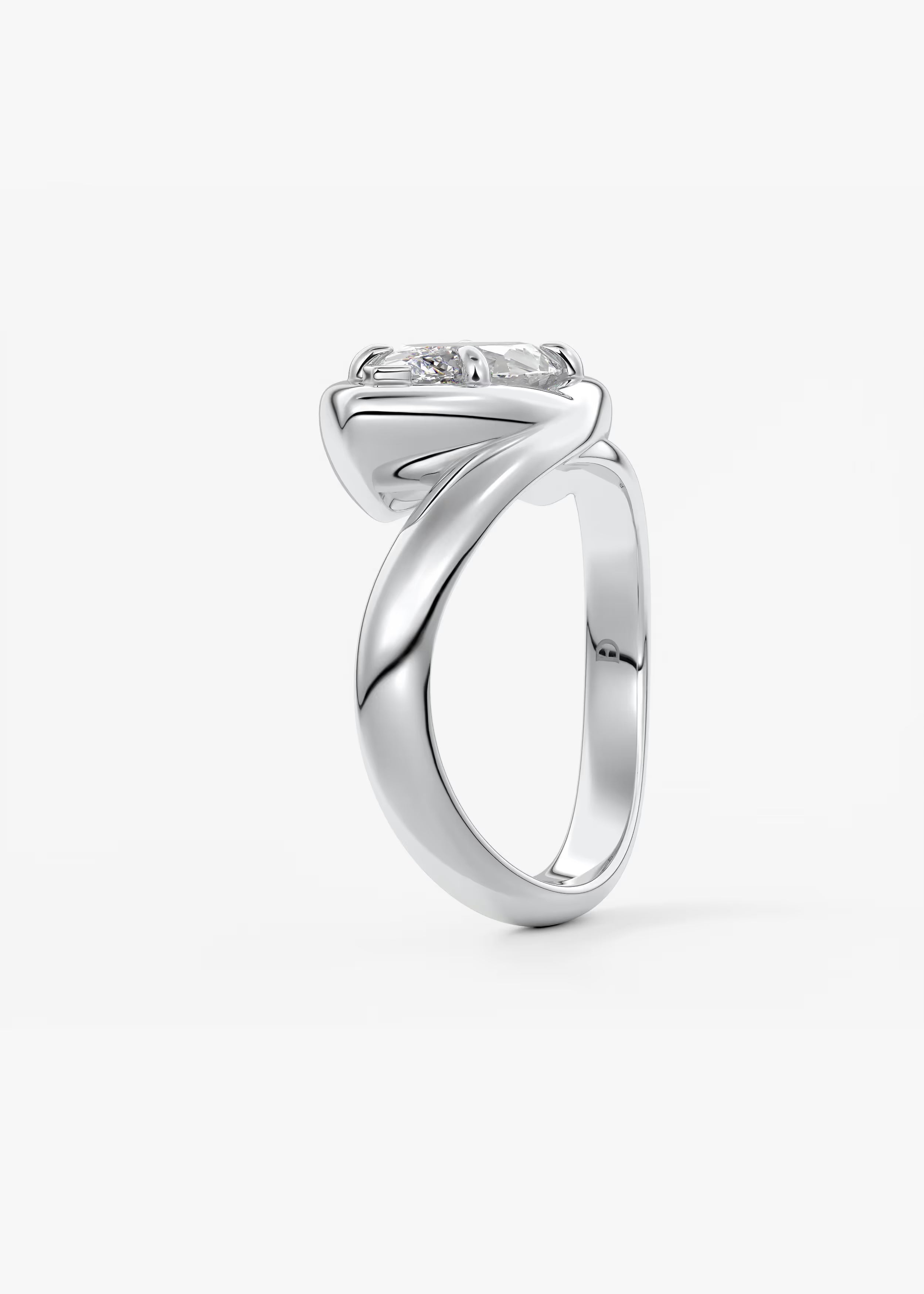 Chunky Marquise Cut Collet Engagement Ring