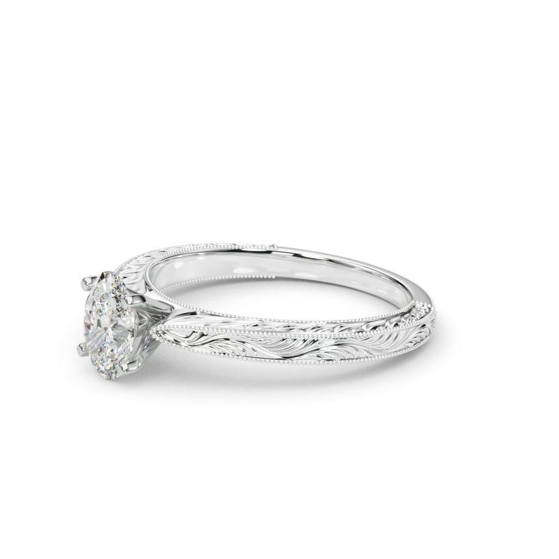 Vintage-Inspired Solitaire Engagement Oval Ring