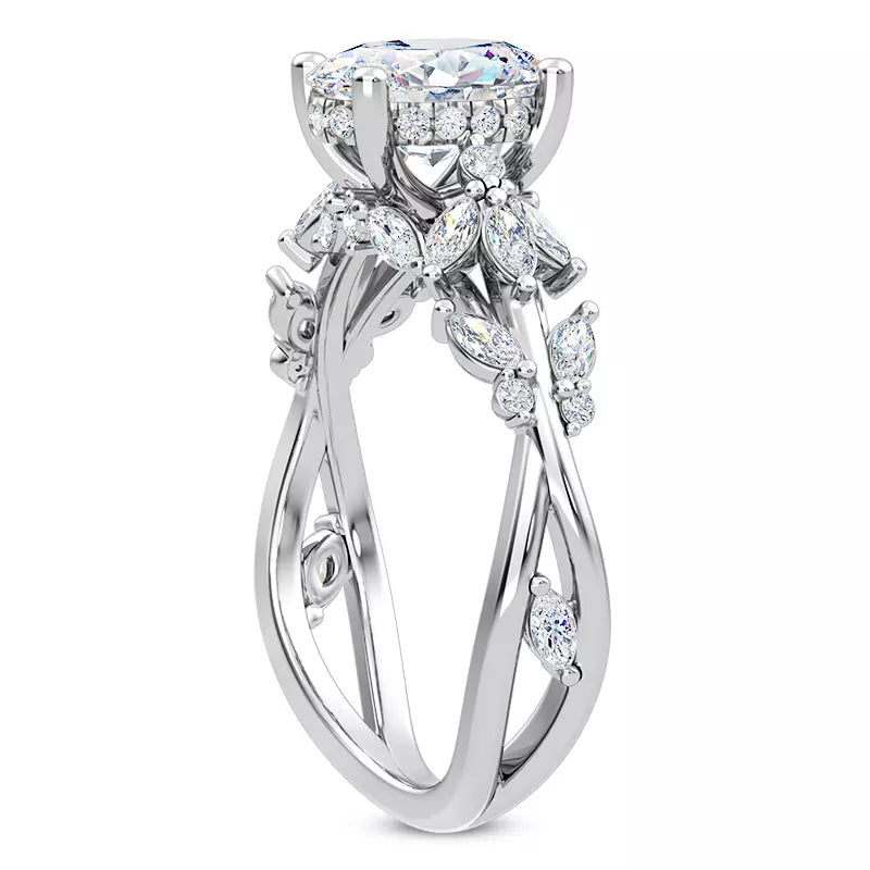 Butterfly And Bee Vine Twist Oval Engagement Ring