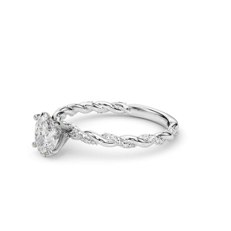 lab Diamond Oval Twist Engagement Ring