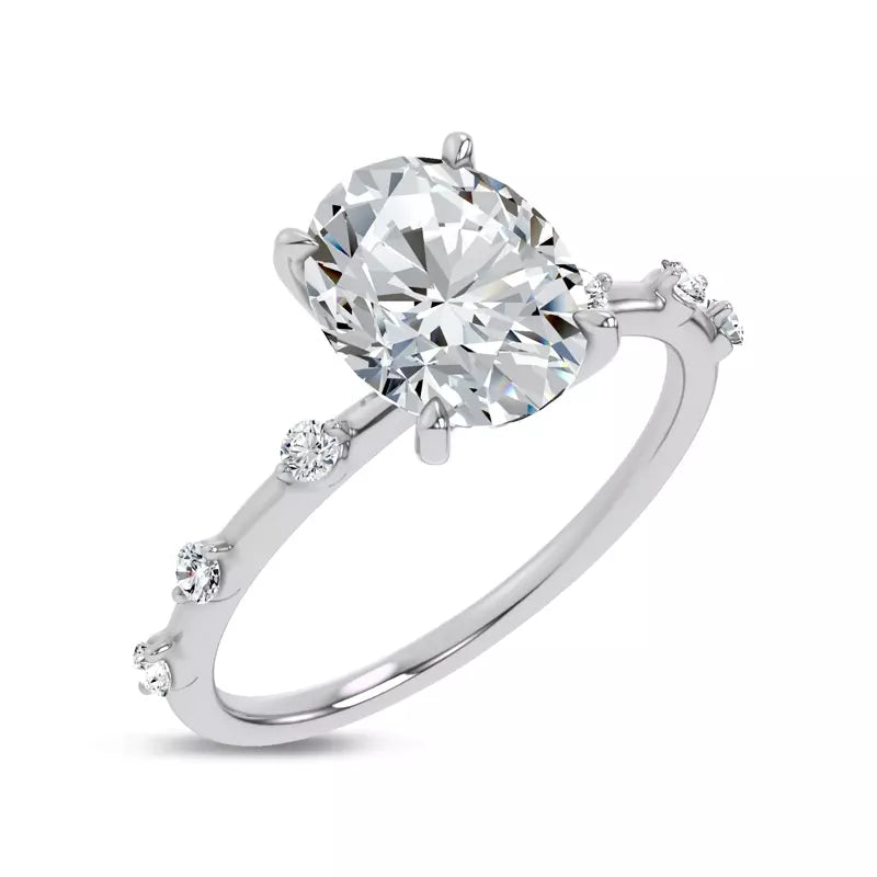 Starlight Spaced Diamond Engagement Oval Ring